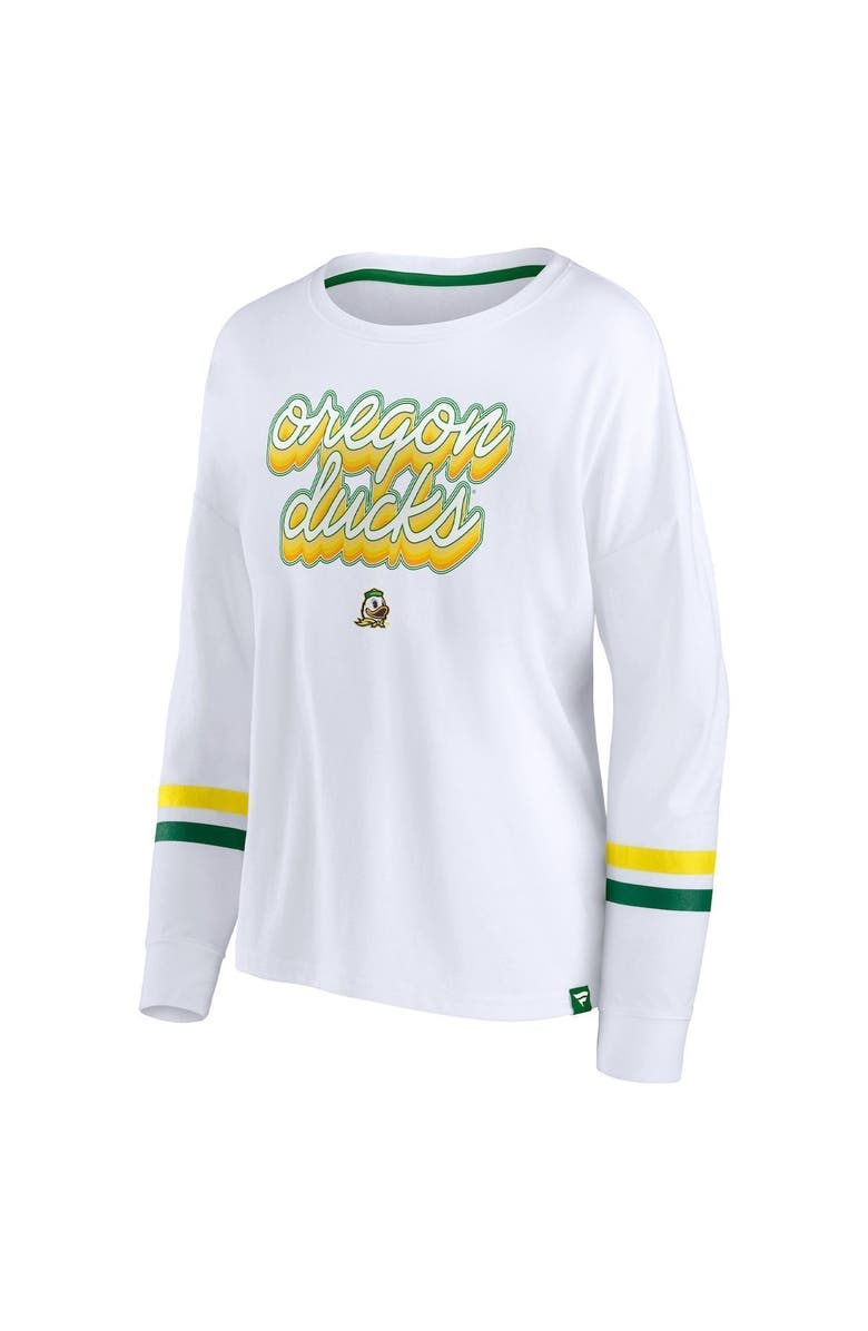 FANATICS Women's Fanatics Branded White Oregon Ducks Retro Power Striped Long Sleeve T-Shirt, Alternate, color, 