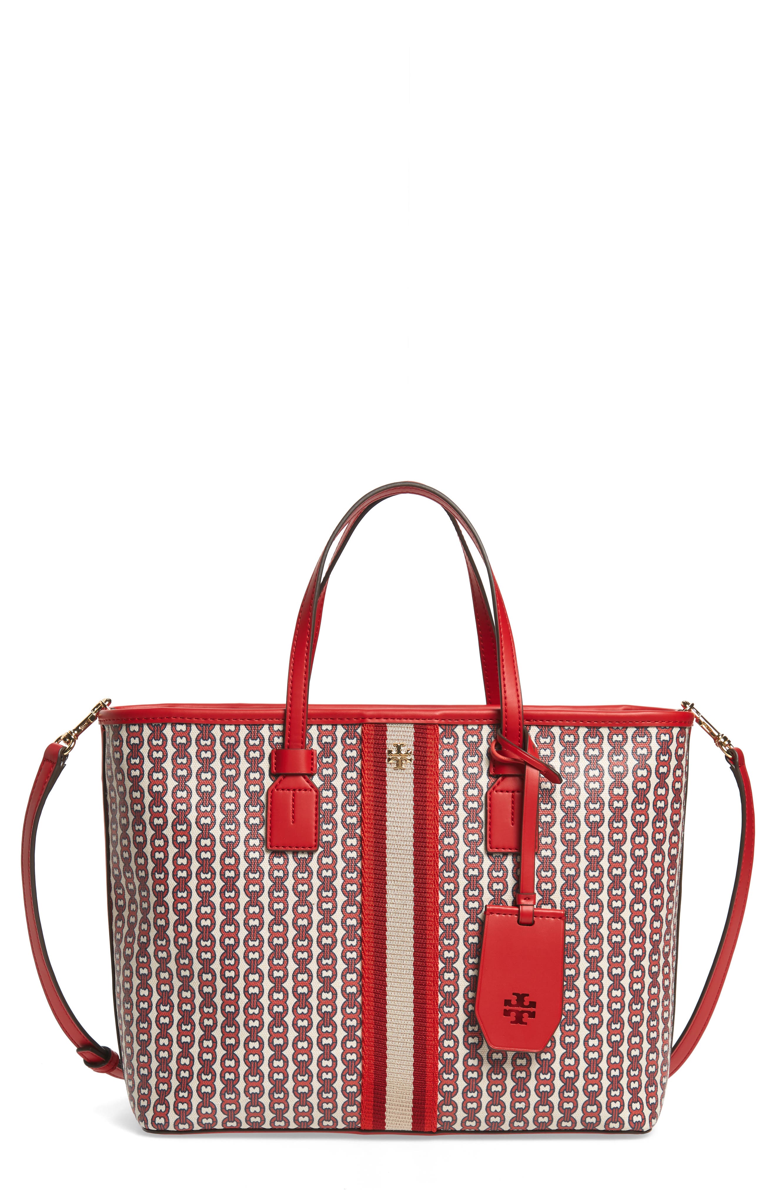 Small Gemini Link Coated Canvas Tote, Main, color, LIBERTY RED GEMINI LINK