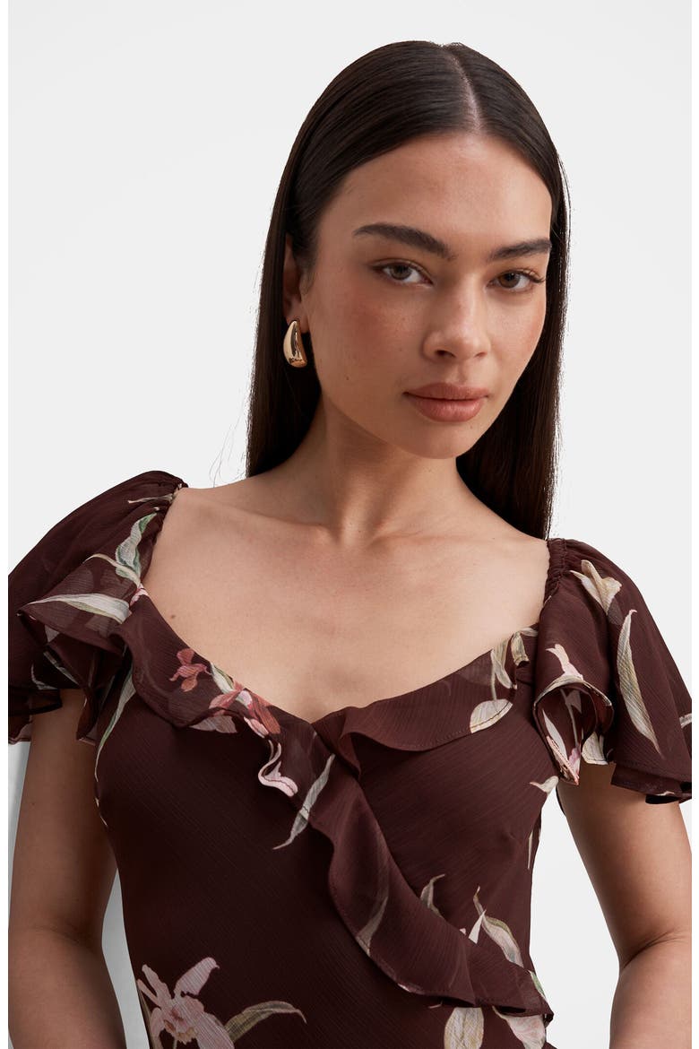 Claudie Ruffle Maxi Dress, Alternate, color, DARK SEVILLE FLORAL