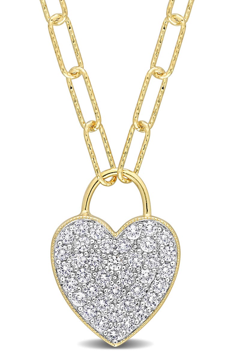 DELMAR Pavé White Sapphire Heart Pendant Necklace, Main, color, 