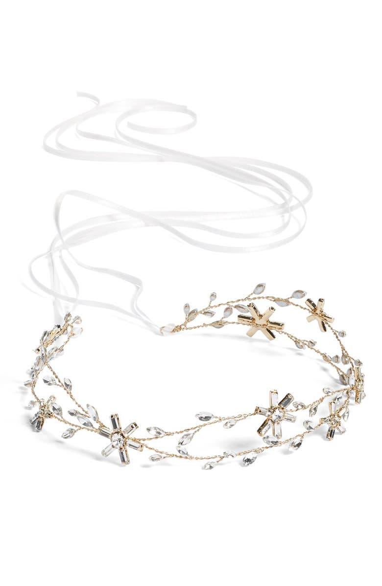 Brides & Hairpins 'Eula' Crystal Halo & Sash, Alternate, color,