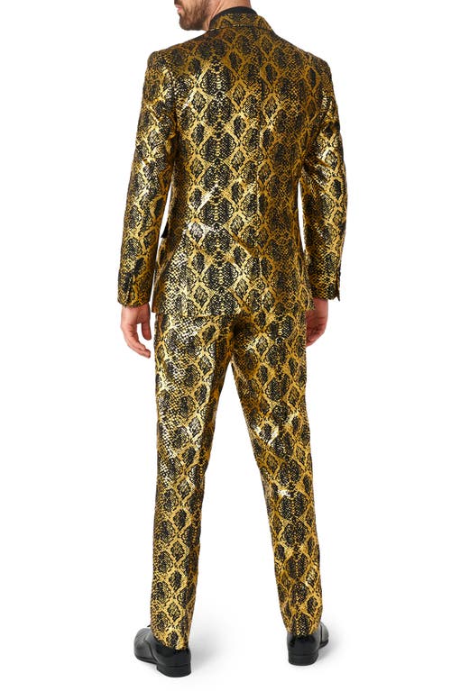 Opposuits Shiny Snakeskin Pattern Two Button Notch Lapel Suit In Green