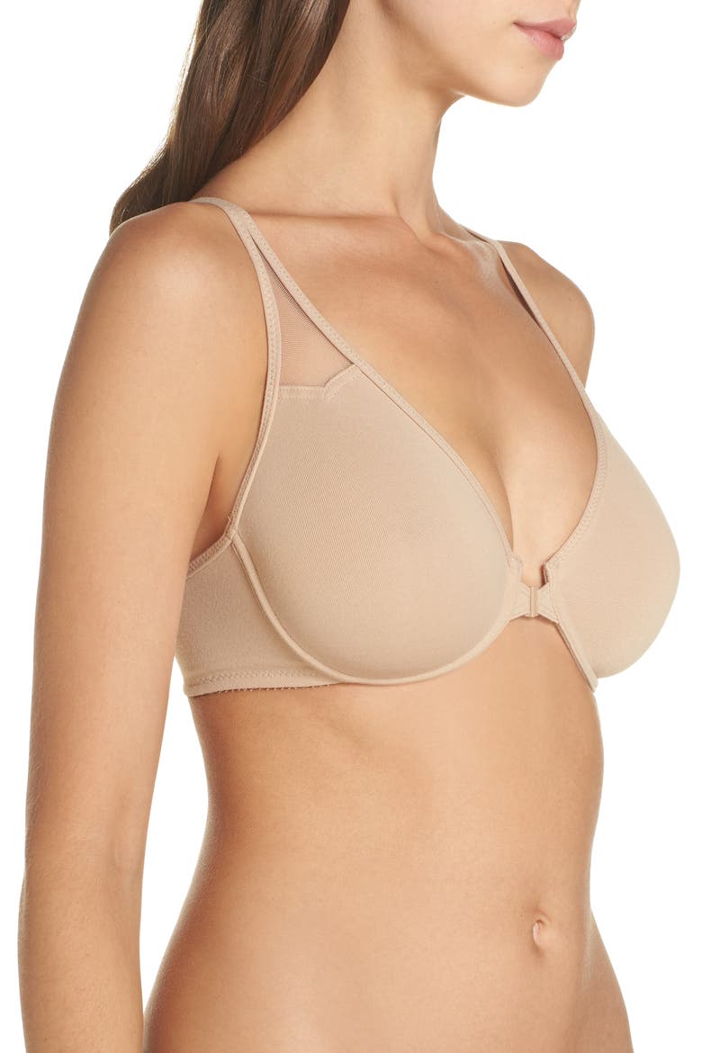 Body By Seamless Front Close Racerback Underwire Bra, Alternate, color, TOAST