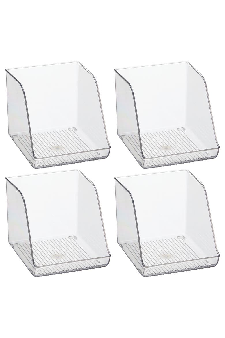 Plastic Water Bottle Organizer for Fridge Clear Bottle Holder for Kitchen and Pantry 4-Pack, Main, color, Clear