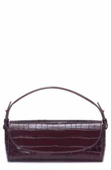Mini Sabrina Croc Embossed Leather Top Handle Bag