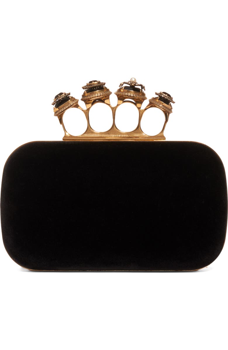McQueen Alexander McQueen Knuckle Leather Box Clutch, Main, color,