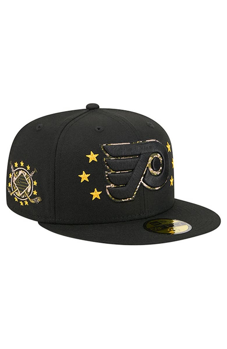 New Era Men's New Era  Black Philadelphia Flyers Military Appreciation Digital Camo Stars 59FIFTY Fitted Hat, Main, color, Black