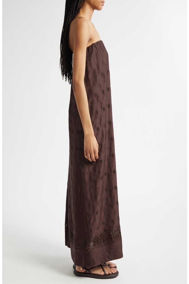 Dalia Eyelet Strapless Maxi Dress, Alternate, color, GANACHE