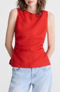 Madewell Cinched Boatneck Sleeveless Linen Top