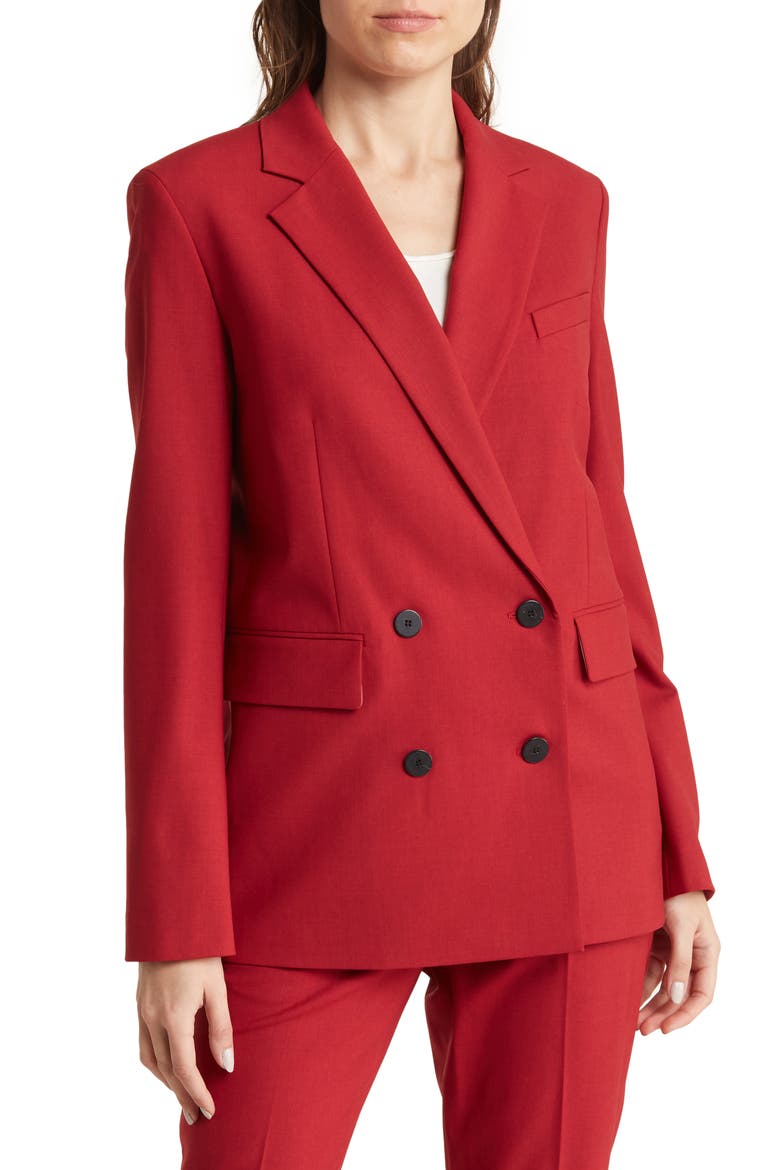 Piazza Double Breasted Wool Blend Jacket, Main, color, CRIMSON MELANGE