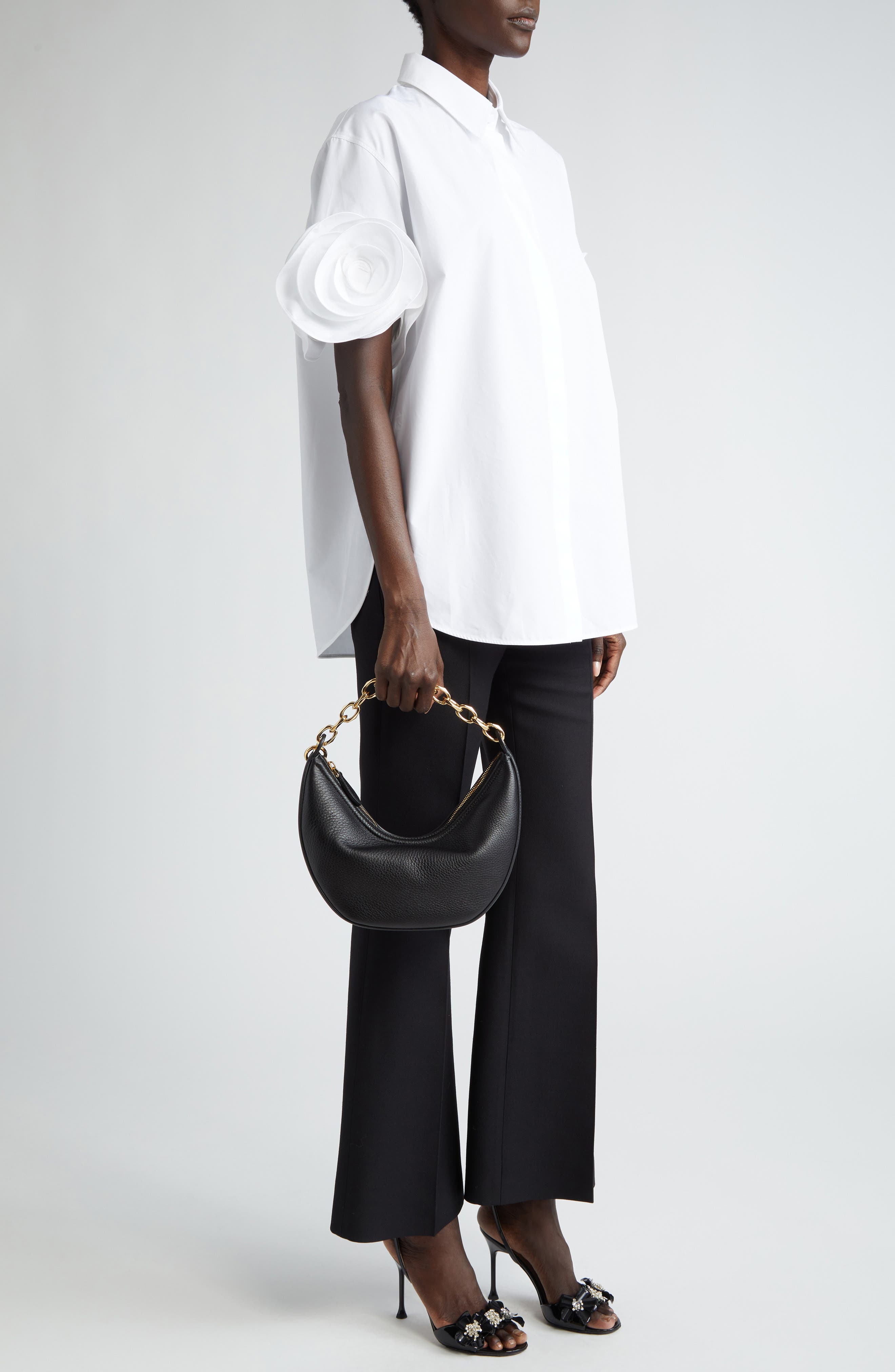 Valentino Garavani Small VLOGO Moon Hobo Bag with Chain, Alternate, color, 