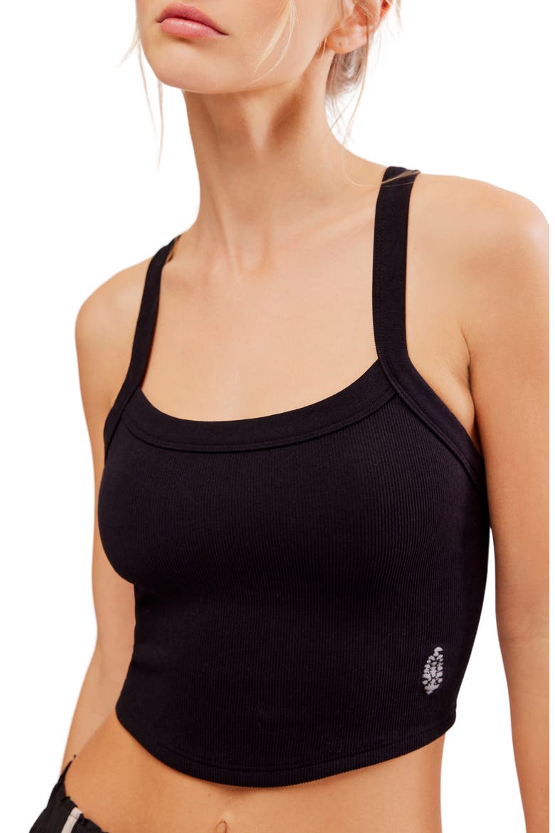 FP Movement All Clear Rib Crop Camisole, Alternate, color, BLACK