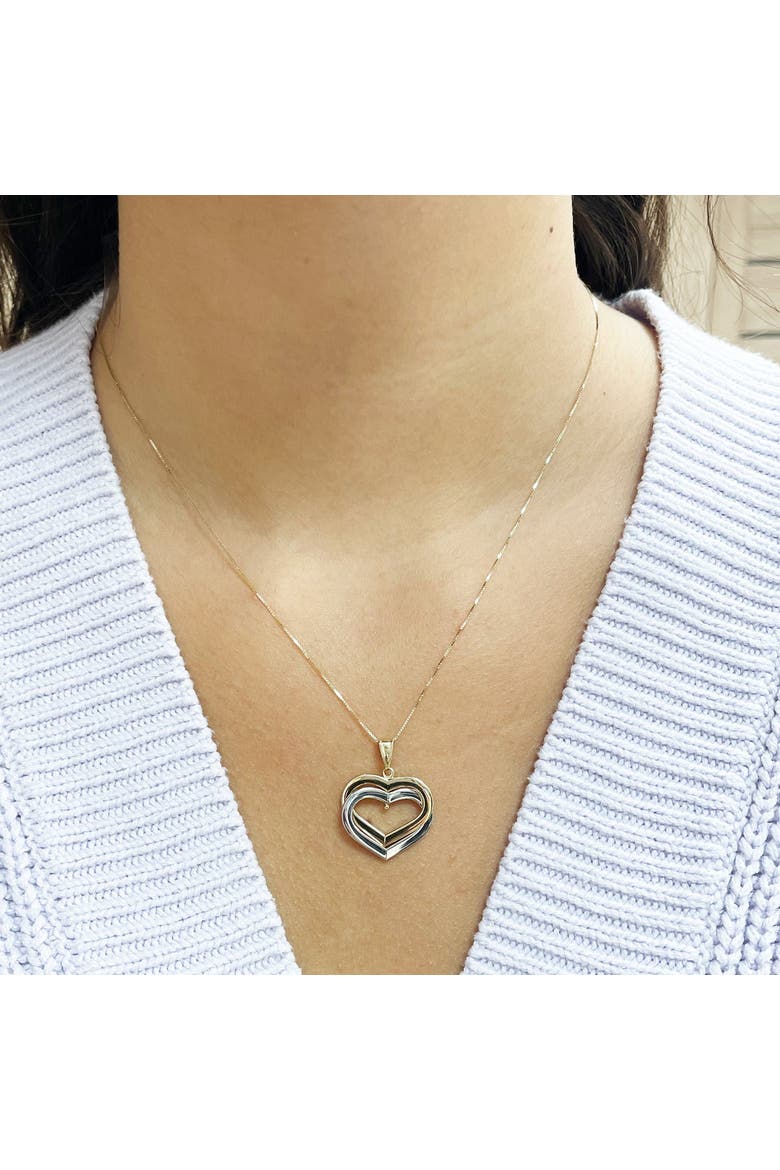 Two Tone Double Golden Heart Necklace, Alternate, color, Two Tone Gold