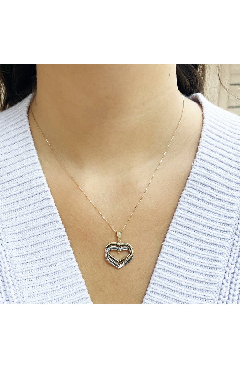 The Lovery Fine Jewelry Two Tone Double Golden Heart Necklace, Alternate, color, Two Tone Gold
