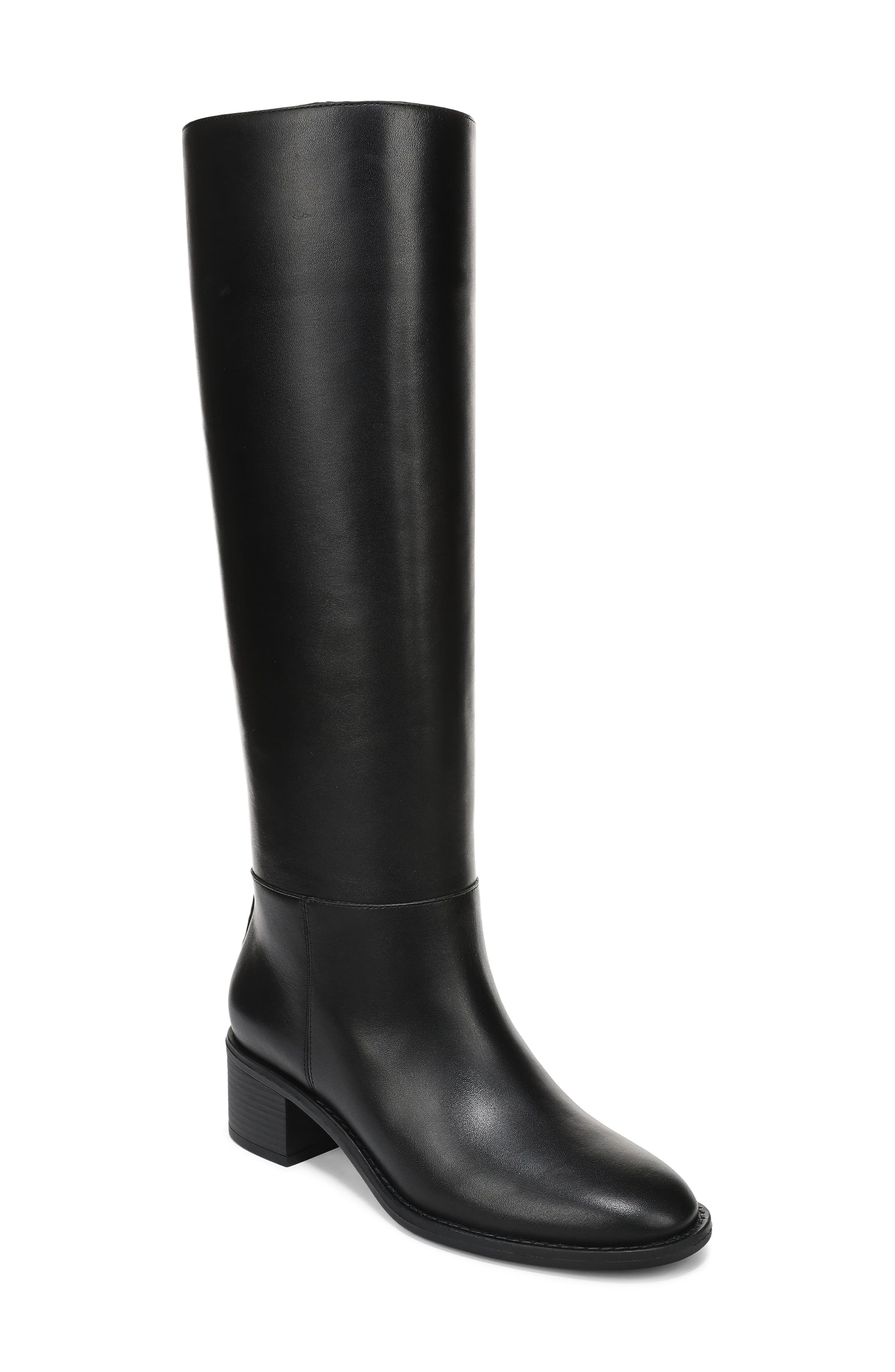 Pace Knee High Leather Boot, Main, color, BLACK CALF