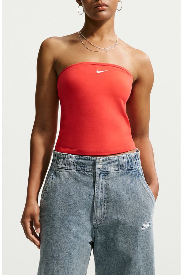 Sportswear Strapless Top, Main, color, LT CRIMSON/ SAIL