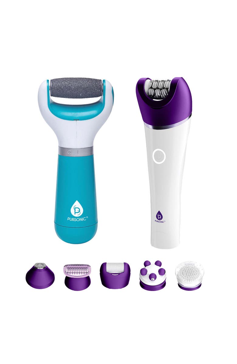 PURSONIC Smooth Skin Essentials Bundle 6 in 1 Epilator & Callus Remover, Main, color, White