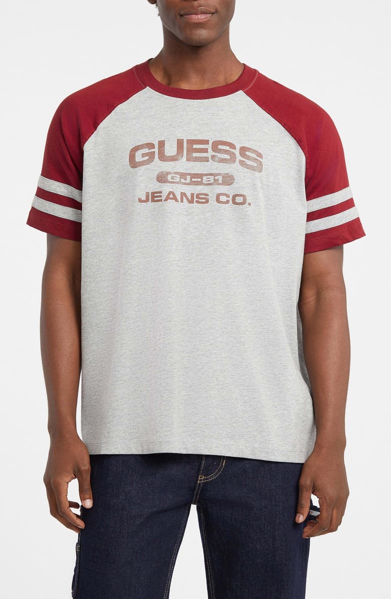 GUESS JEANS Raglan Sleeve Graphic T-Shirt, Main, color, 