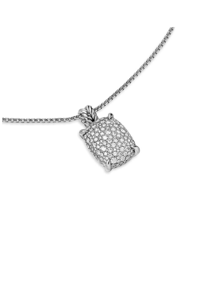 Chatelaine Elongated Pendant Necklace in Sterling Silver with Diamonds, Alternate, color, SILVER PAVE