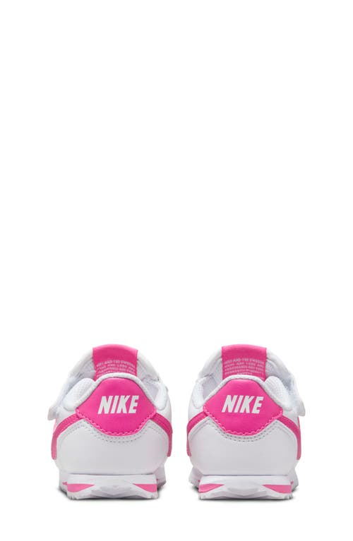 Nike Kids' Cortez Easyon Sneaker In White/laser Fuchsia