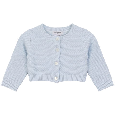 Girl Popcorn Knit Cropped Shell Button Cardigan