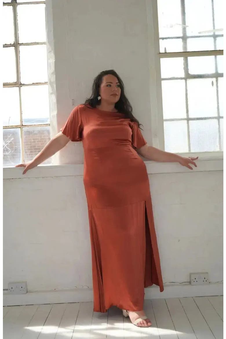 Sienna Capped Sleeve Dress, Alternate, color, Terracotta