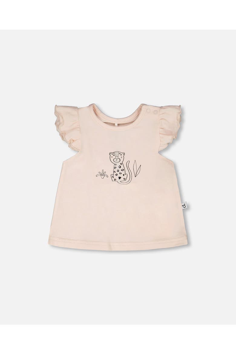 Organic Cotton Jersey Top and Peach Animal Printed Short Set, Main, color, Peach & Peach Animal Print