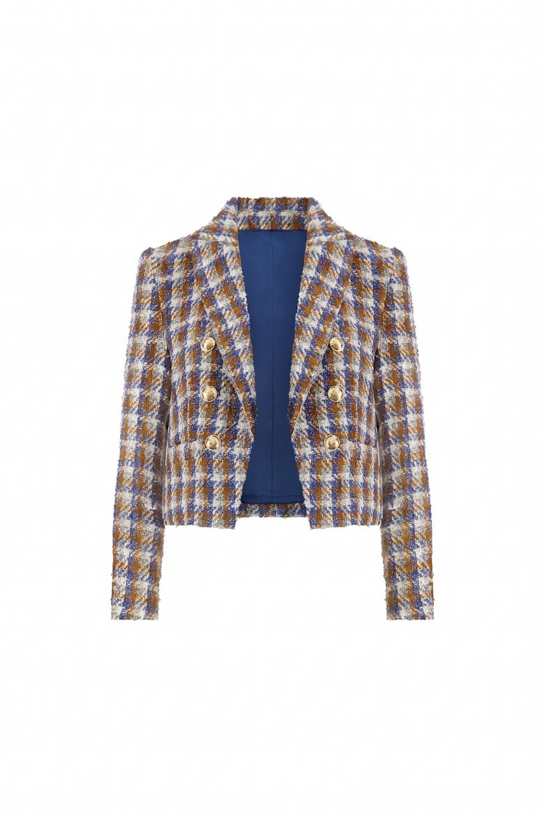 Gabrielle Double Breasted Tweed Blazer, Alternate, color, Coastal Multi