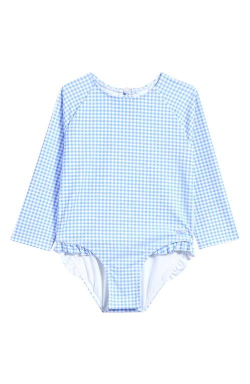 Vineyard Vines Gingham Long Sleeve One-piece Rashguard Swimsuit In J. Gingham