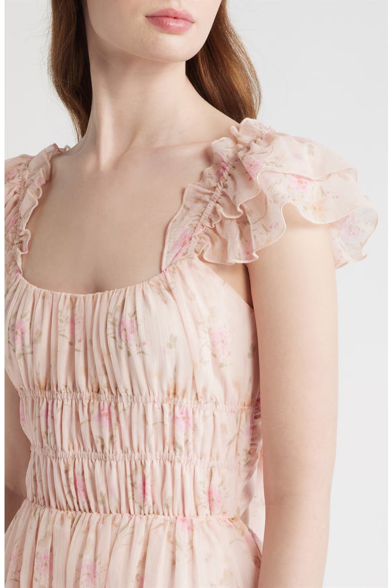 Yvette Floral Smocked Gown, Alternate, color, LIGHT PINK FLORAL