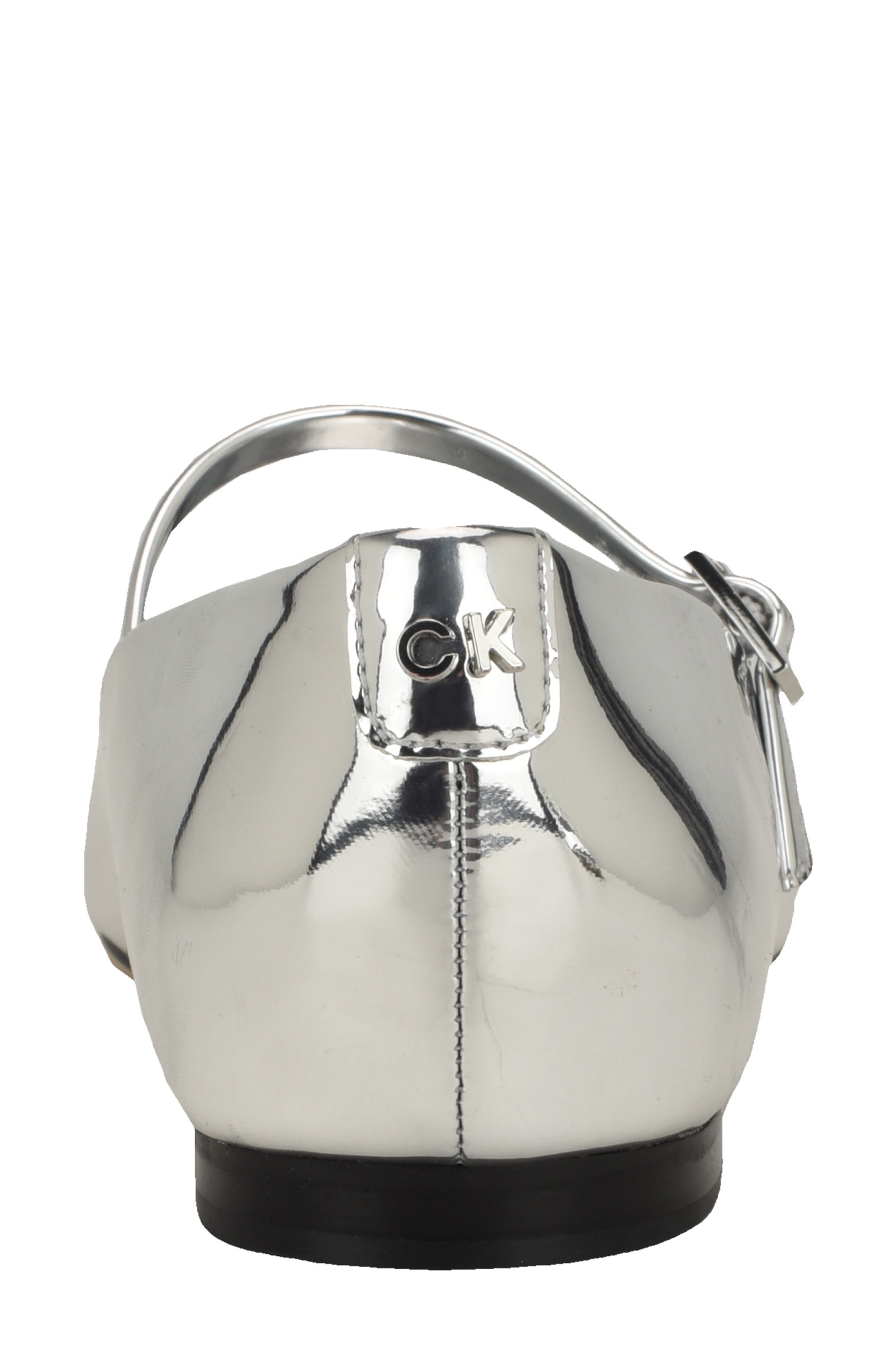 Calvin Klein Kamryn Pointed Toe Flat, Alternate, color, Silver