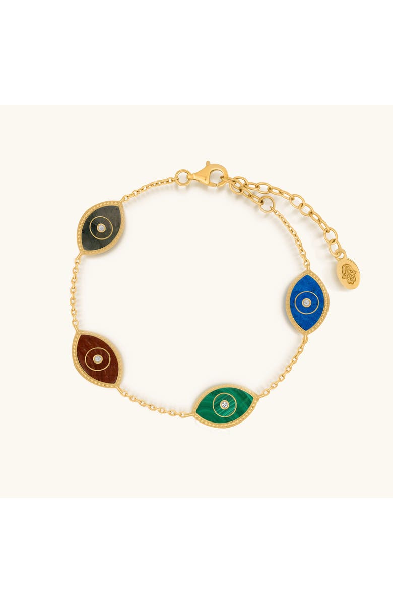 Karma and Luck Blessed Soul Evil Eye Multi Stone Chain Bracelet, Main, color, Gold/Multicolor