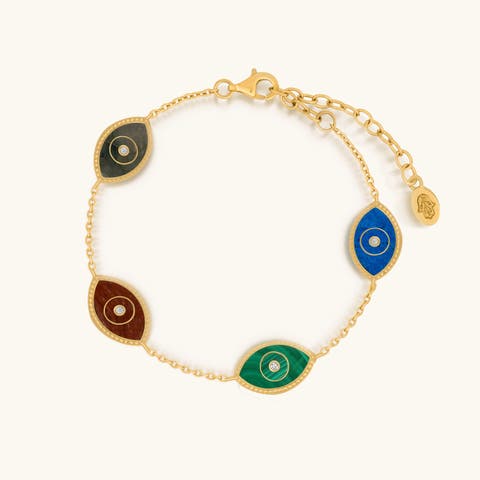 Blessed Soul Evil Eye Multi Stone Chain Bracelet