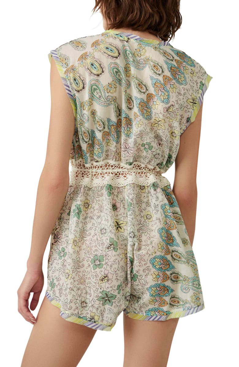 Free People Watching Waves Crochet Romper, Alternate, color, 