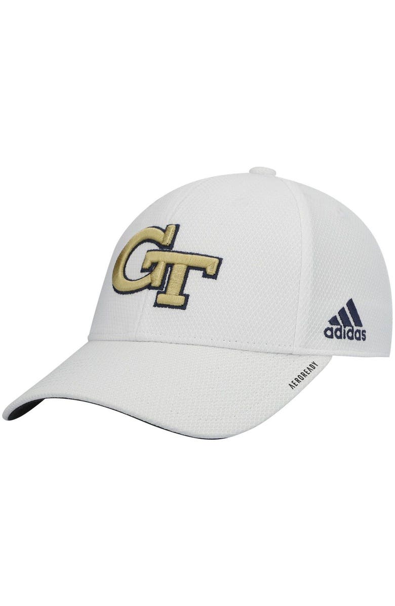 adidas Men's adidas White Georgia Tech Yellow Jackets 2021 Sideline Coaches AEROREADY Flex Hat, Main, color,