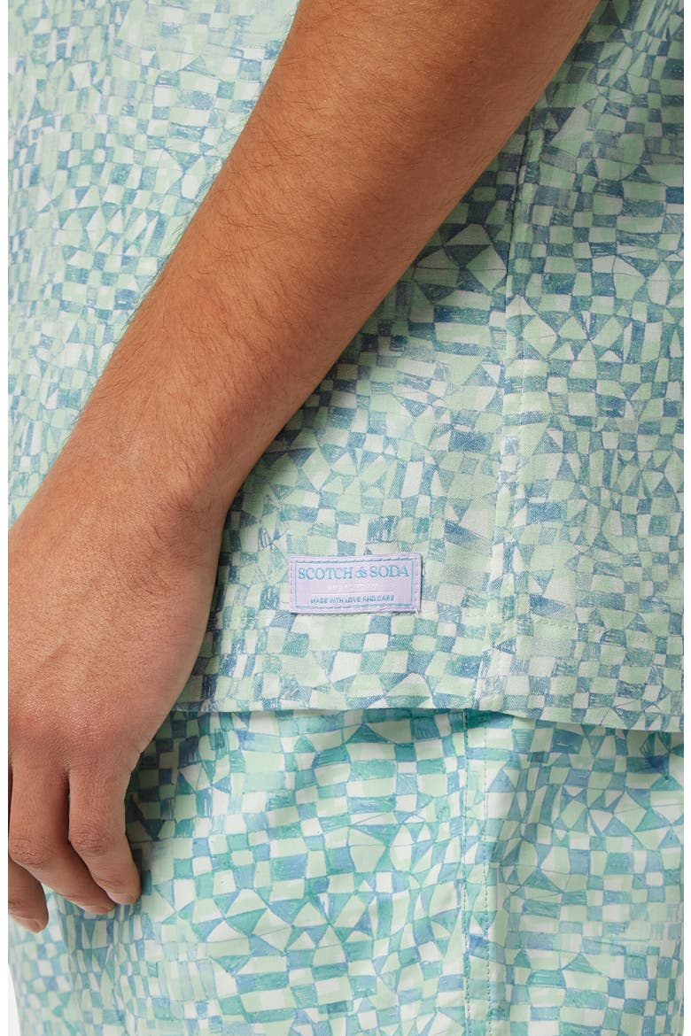 Relaxed Fit Print Short Sleeve Button-Up Shirt, Alternate, color, LUNA DITSY GREEN