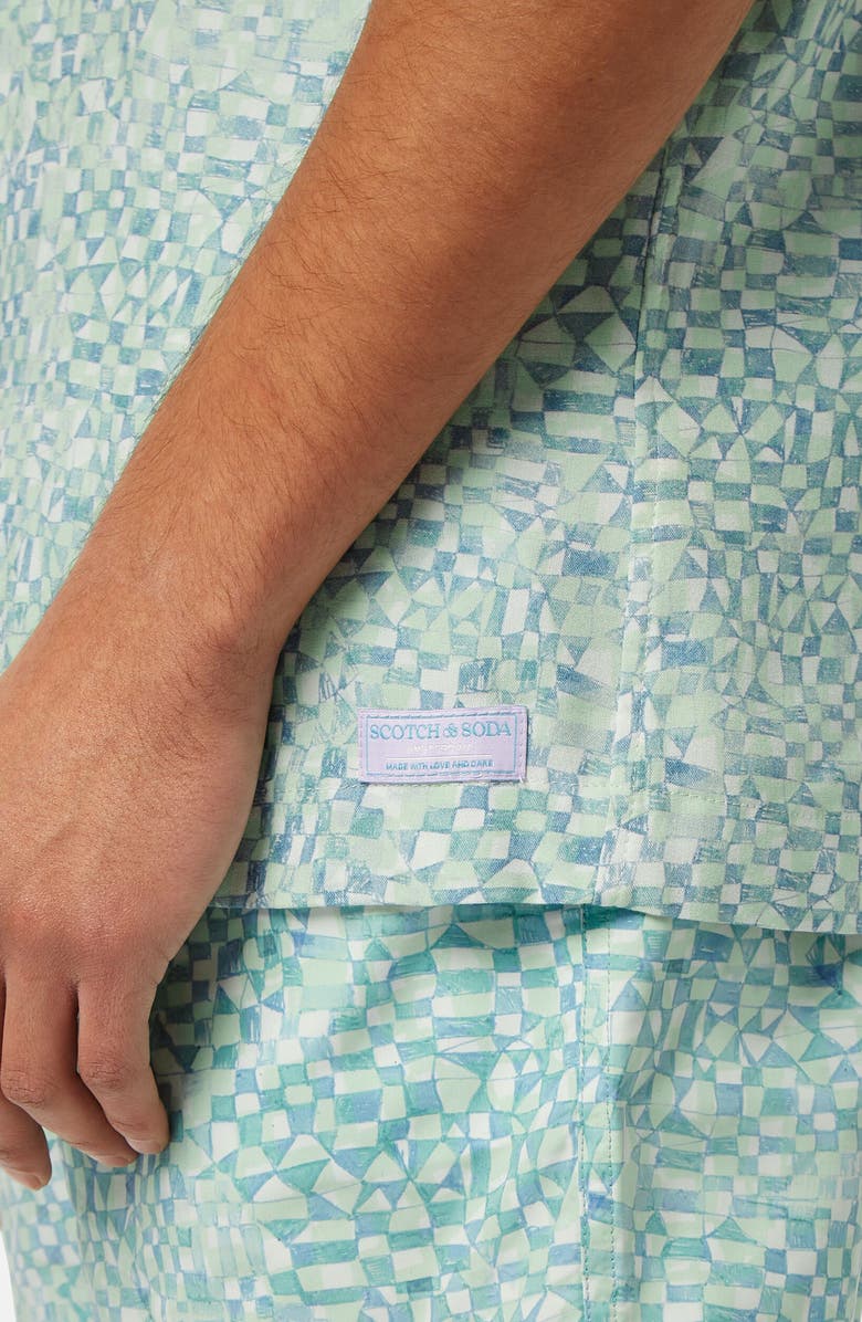 Scotch & Soda Relaxed Fit Print Short Sleeve Button-Up Shirt, Alternate, color, Luna Ditsy Green