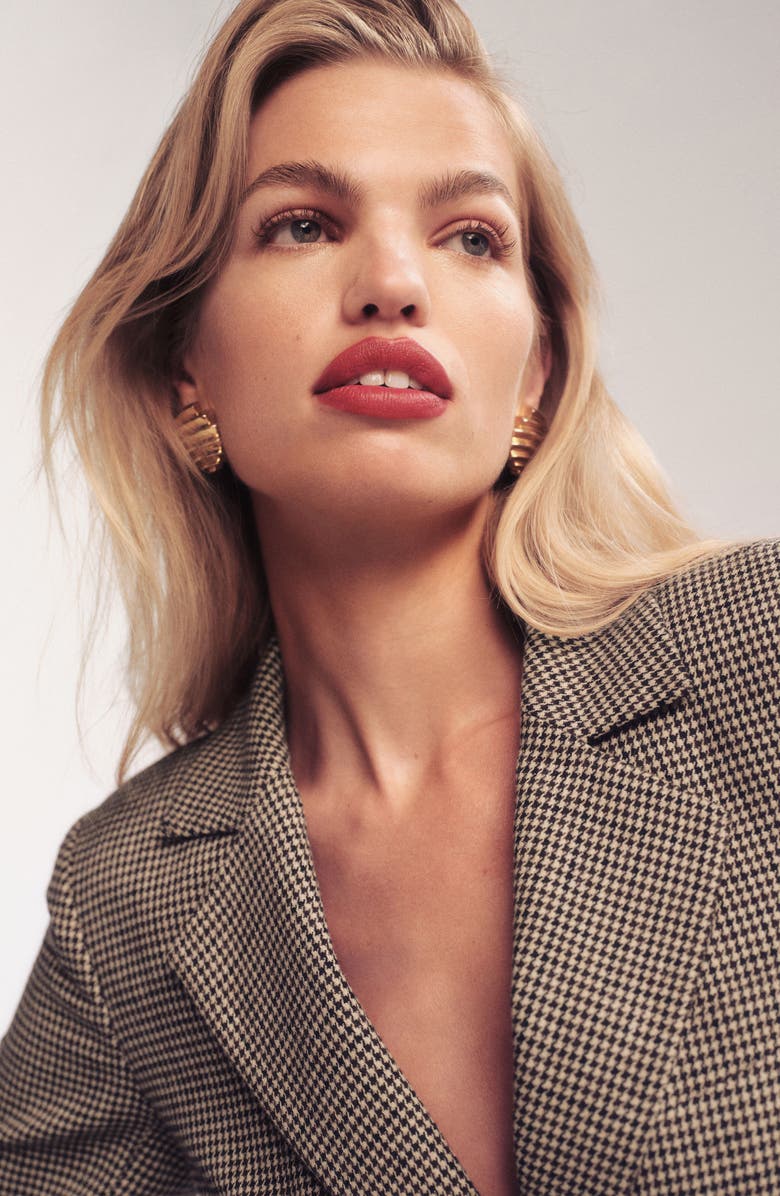 Reformation Bondi Houndstooth Blazer, Alternate, color, Tan Houndstooth