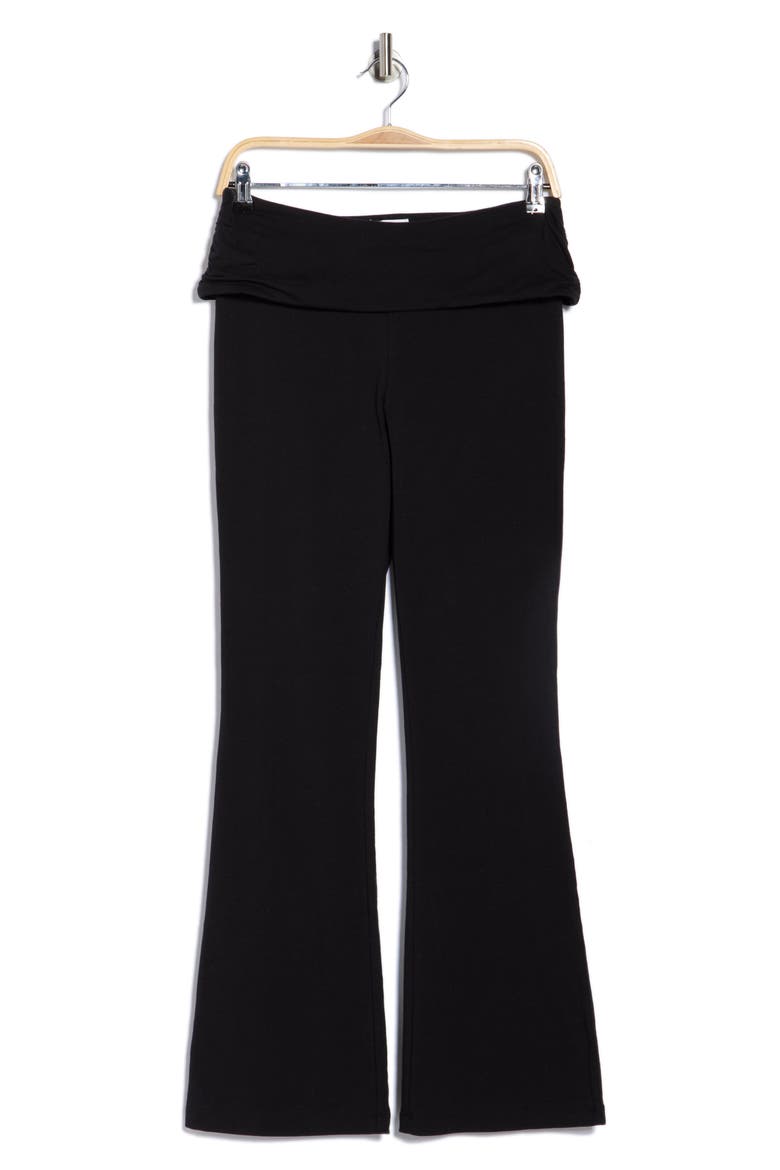 Foldover Flared Leggings, Alternate, color, BLACK