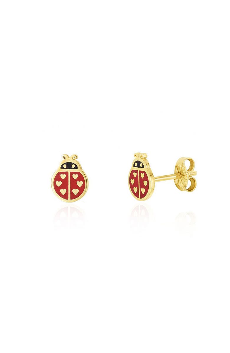 The Lovery Fine Jewelry Ladybug Enamel Stud Earrings, Main, color, Red Enamel