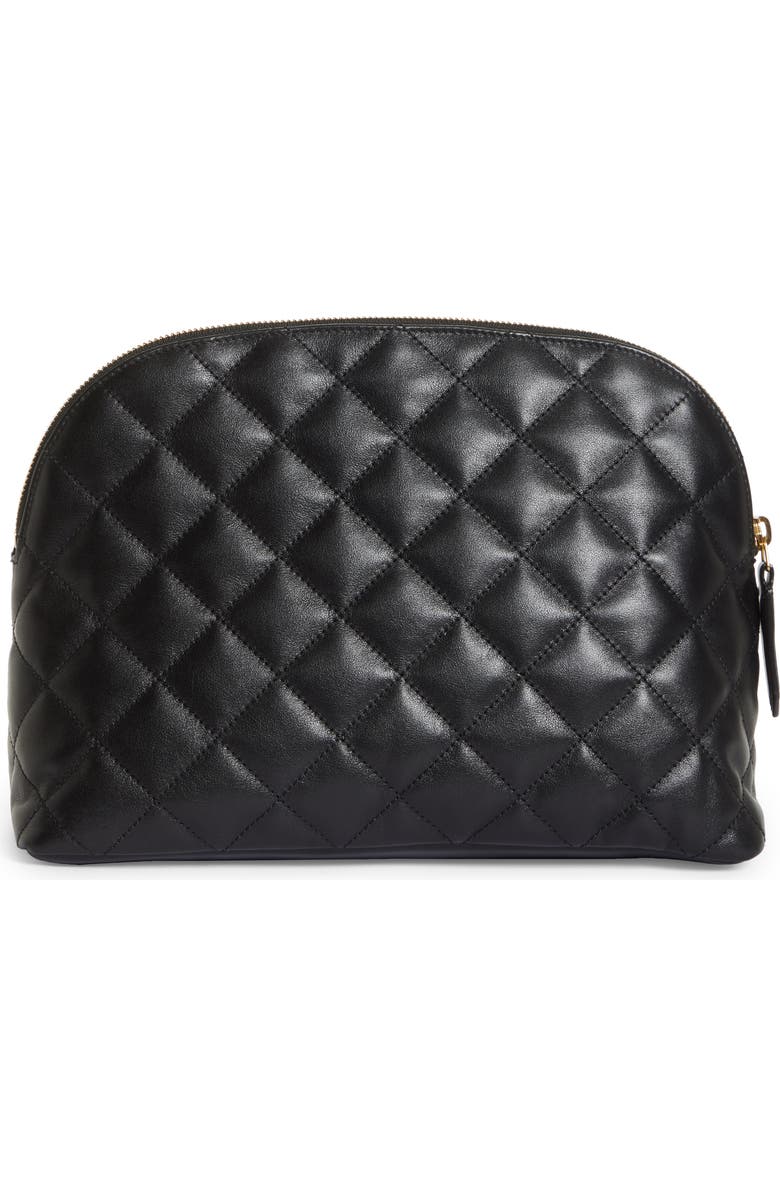 Saint Laurent Large Diamond Quilted Leather Cosmetic Pouch, Alternate, color,