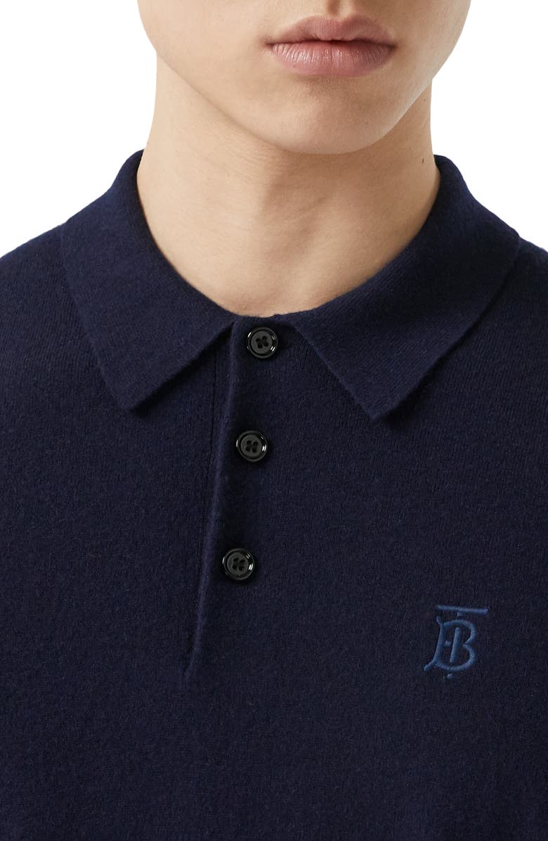 Burberry Burnham TB Monogram Short Sleeve Cashmere Polo, Alternate, color, 