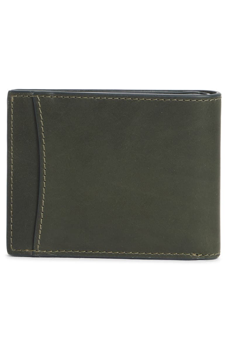 Johnston & Murphy Waxy Leather Billfold Wallet, Alternate, color, Olive