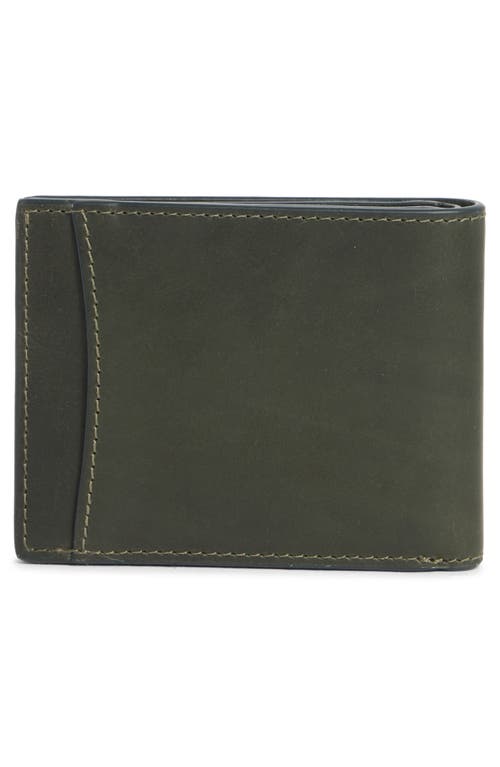 Johnston & Murphy Waxy Leather Billfold Wallet In Green