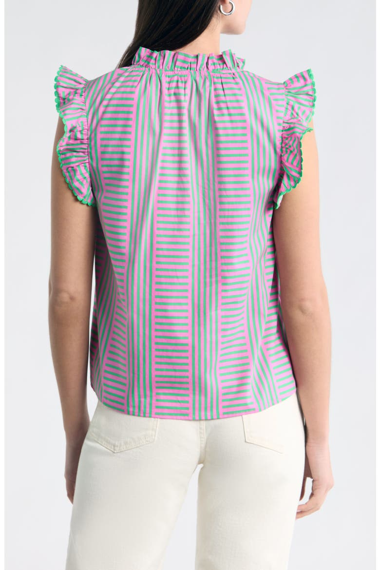 Valda Stripe Jazzy Flutter Sleeve Top, Alternate, color, PINK-GREEN-MULTI