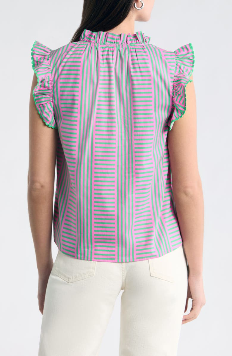 SUGARLIPS Valda Stripe Jazzy Flutter Sleeve Top, Alternate, color, Pink-Green-Multi