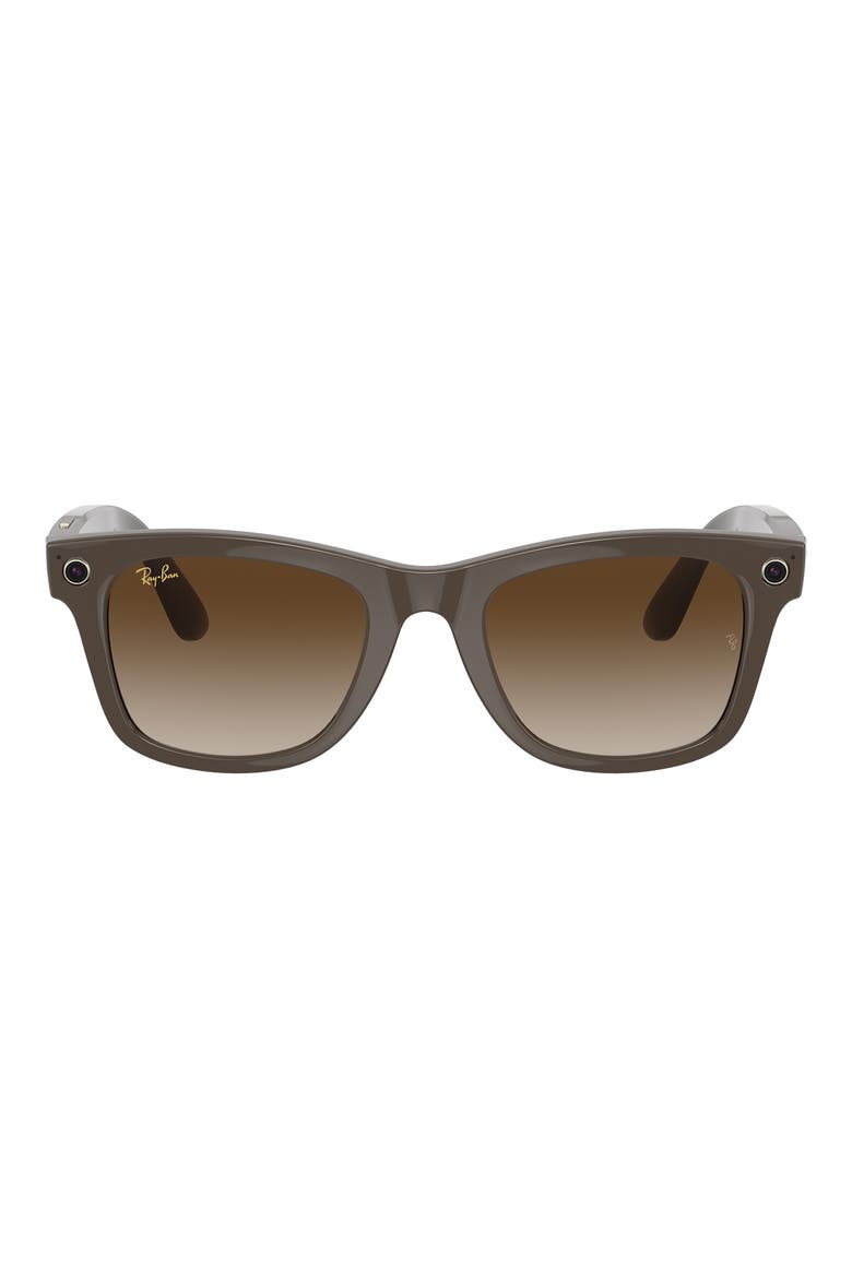 Stories Wayfarer 53mm Smart Glasses, Main, color, BROWN/ GRADIENT BROWN