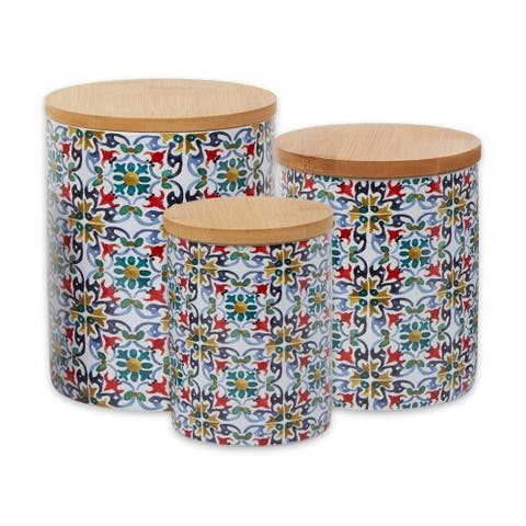 Floral Tile Ceramic Canister Set/3