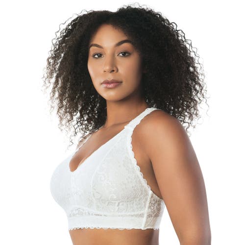 Parfait Adriana Banded Stretch Lace Wireless Bralette In Pearl White