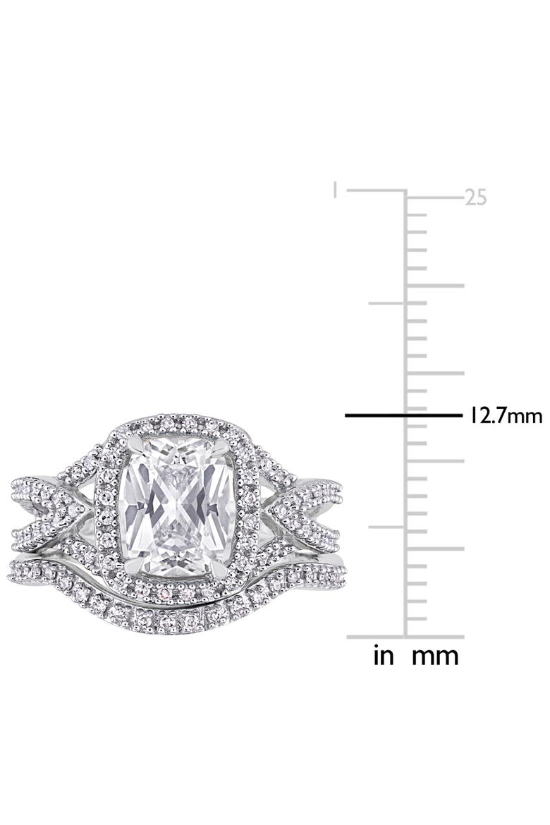 Lab-Created White Sapphire & Diamond Ring Set, Alternate, color, 10k White Gold